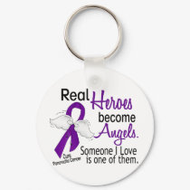 Real Heroes Become Angels Pancreatic Cancer keychains by awarenessgifts Real Heroes Become Angels Pancreatic Cancer keychains