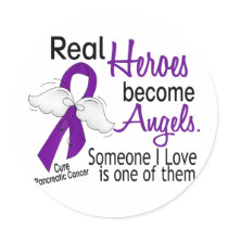 Real Heroes Become Angels Pancreatic Cancer Round Sticker