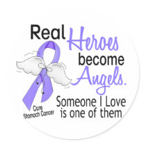 Real Heroes Become Angels Stomach Cancer Round Sticker