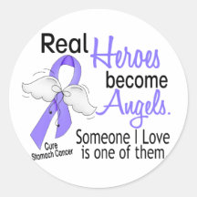 Real Heroes Become Angels Stomach Cancer Round Sticker