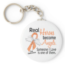 Real Heroes Become Angels Uterine Cancer Key Chains