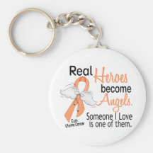 Real Heroes Become Angels Uterine Cancer Key Chains