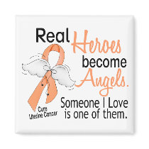 Real Heroes Become Angels Uterine Cancer Refrigerator Magnets