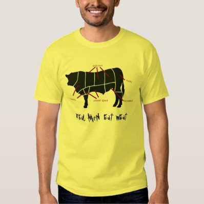 Real Men Eat Meat! Funny  Beef Cuts Butcher Chart Tee Shirt