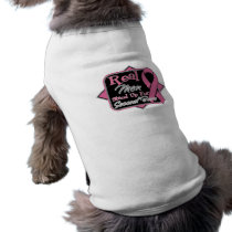 Real Men Stand Up For Second Base - Breast Cancer Doggie T Shirt