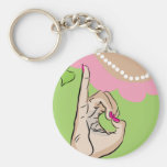 Real pretty girls pink green key chain