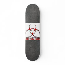 Real RAW Carbon Fiber Textured Biohazard Symbol Skate Board Deck