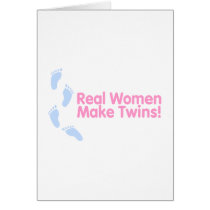 Real Women Make Twin (Pink Blue Footprints) Cards
