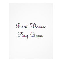 Real women play bass text design, quilted. personalized announcements