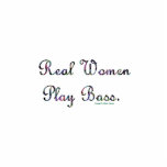 Real women play bass text design, quilted. photo sculptures