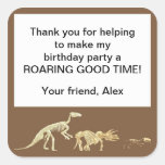 Realistic Dinosaur Fossil Birthday Party Favor Tag Stickers