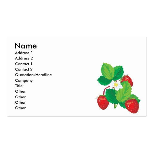 realistic juicy strawberries business cards