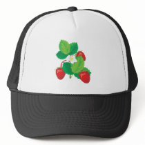 realistic juicy strawberries trucker hats