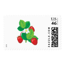 realistic juicy strawberries postage stamp