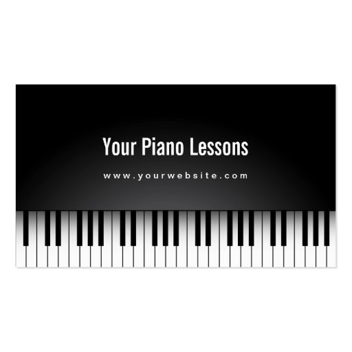 Realistic Piano Lessons Dark Business Card (front side)