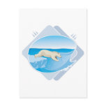 realistic polar bear fishing post cards