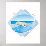 realistic polar bear fishing print