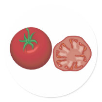 realistic red tomato round sticker