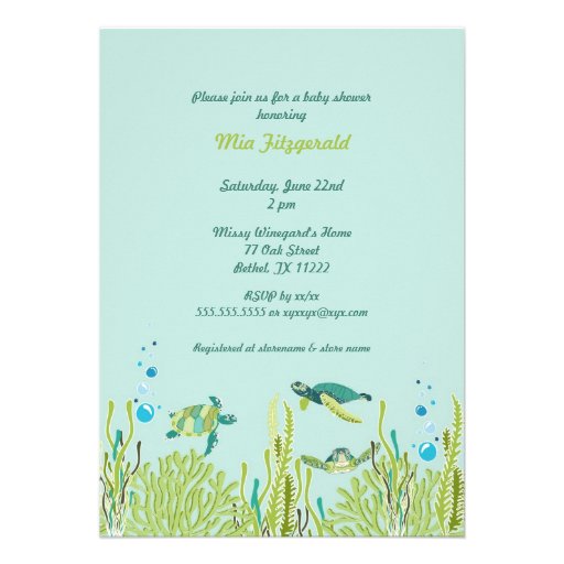 Realistic Sea Turtle Baby Shower or Birthday Party Invitations