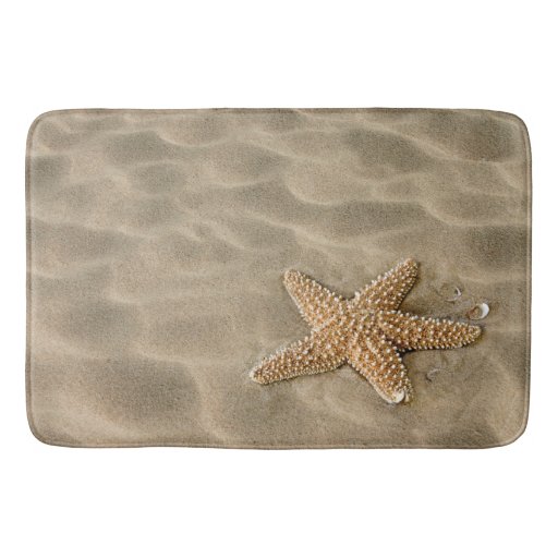 Realistic Soft Beach Sand with Starfish Bath Mats Zazzle
