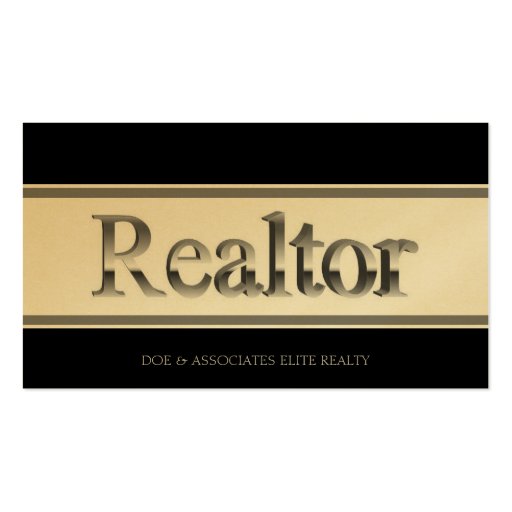 Realtor 3D Stripes Black Golden Business Cards (front side)