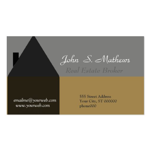 Realtor and Real Estate Professional Black & Gray Business Cards (front side)