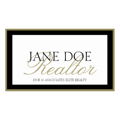 Realtor B/W Gold Script/Border Business Card Templates (front side)