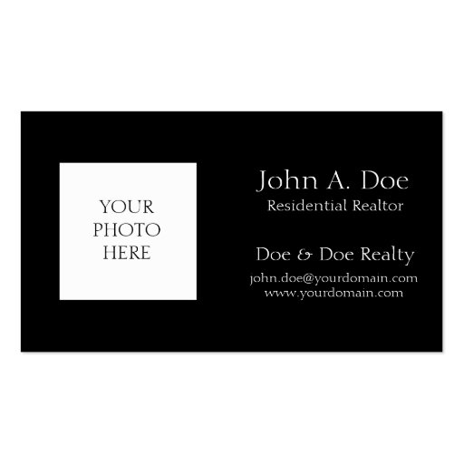 Realtor Broker Head Shot Photo Pick Your Color Business Cards (back side)