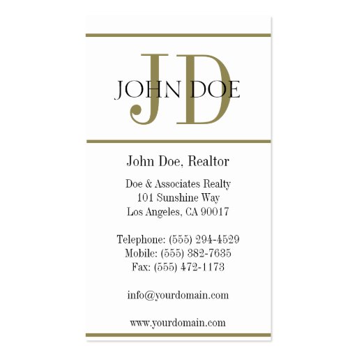 Realtor Gold House W/W Business Card (back side)