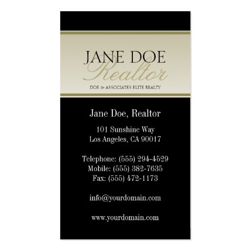 Realtor Gold Script Fade Real Estate Agent Broker Business Cards (back side)