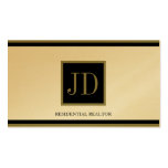 Realtor Golden Black/Gold Square Monogram Plaque Business Cards