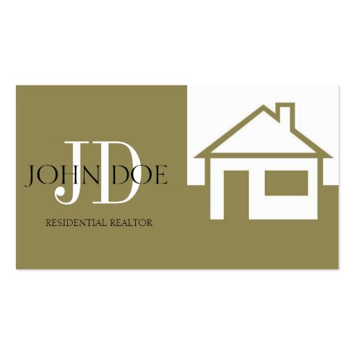 Realtor House/Monogram Gold Business Card Templates (front side)