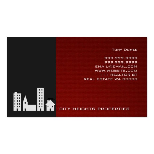 Realtor, Real Estate Business Card (back side)