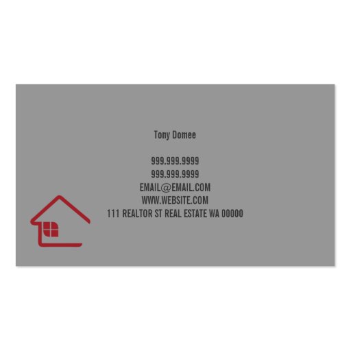 Realtor, Real Estate Business Card (back side)