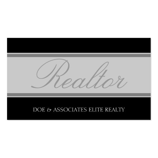 Realtor Script Silver Banner Business Card Template (front side)