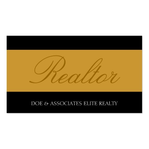 Realtor Script Yellow Gold Banner Business Card Template (front side)
