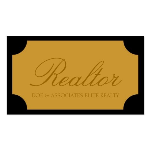 Realtor Script Yellow Gold Plaque Business Cards