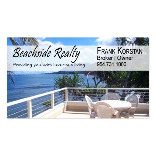Realtors, Real Estate, Home Stagers, Beachfront Business Card (front side)