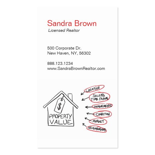 Realty Property Values Flow Chart Business Card Templates (front side)