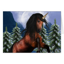 Rearing Chestnut Unicorn Greeting Cards