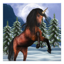 Rearing Chestnut Unicorn  Invitations
