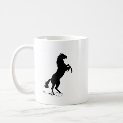 Rearing Horse Mug by made_in_atlantis. Black Stallion Silhouette - BW 