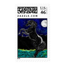 Rearing horse on a stamp