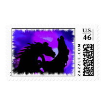 Rearing Horses Design Postage Stamp