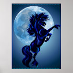 Rearing Stallion and Blue Moon Poster