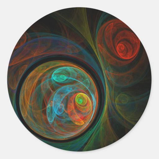 Rebirth Blue Abstract Art Round Sticker | Zazzle