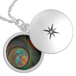 Rebirth Blue Abstract Silver Locket