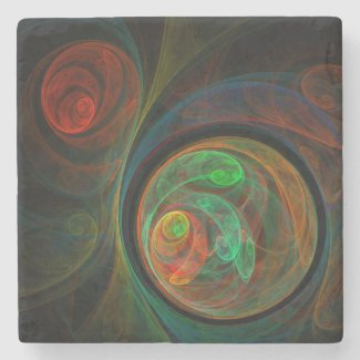 Rebirth Green Abstract Art Stone Beverage Coaster