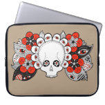 “Rebirth” Skull and Flowers Drawing Laptop Case Laptop Sleeve