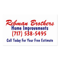 Rebman Brothers, Home Improvements, (717) 538-5... business cards